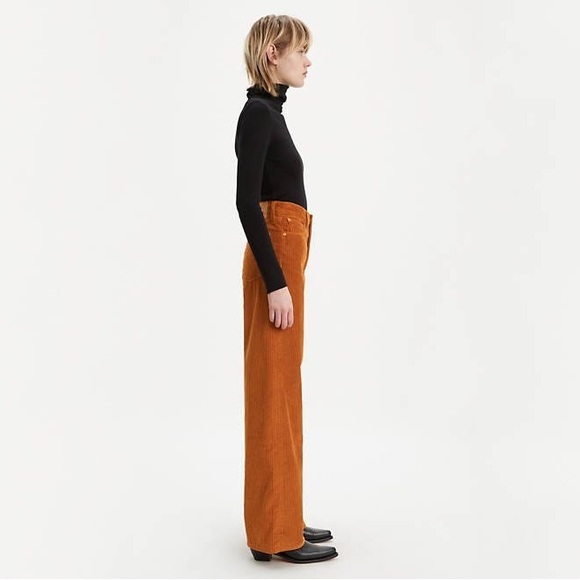 Levi's Ribcage Wide Leg Super High Rise Wide-Wale Corduroy Pants • Brown • 25 2 - Picture 9 of 15
